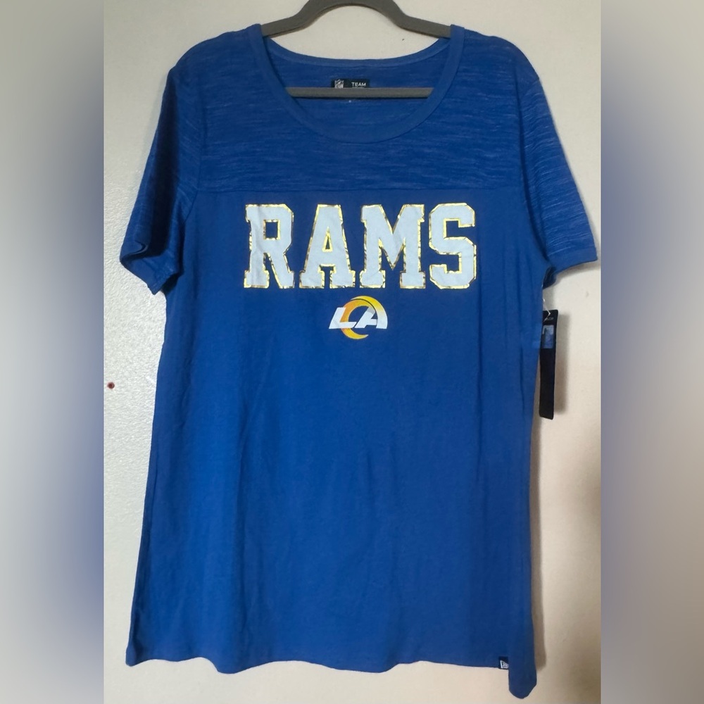 NFL Team Apparel Los Angeles Rams Graphic T-Shirt Blue Women's Size XL NWT